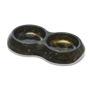 Savic Delice Double Marble - двойна хранилка за котки или малки кучета, черен мрамор, 2 х 0.2 л