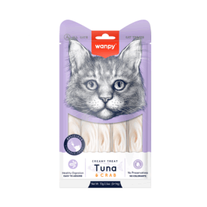 Wanpy Cat - кремообразно лакомство за котки с риба тон и раци, 5х14 г