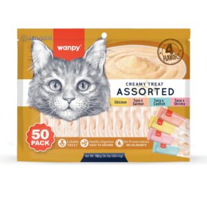 Wanpy Creamy Treat Assorted Cat - премиум кремообразно лакомство за котки микс вкусове , 50х14 г