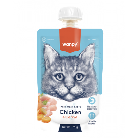 Wanpy Tasty Cat - месна паста пиле и морков, 90 г