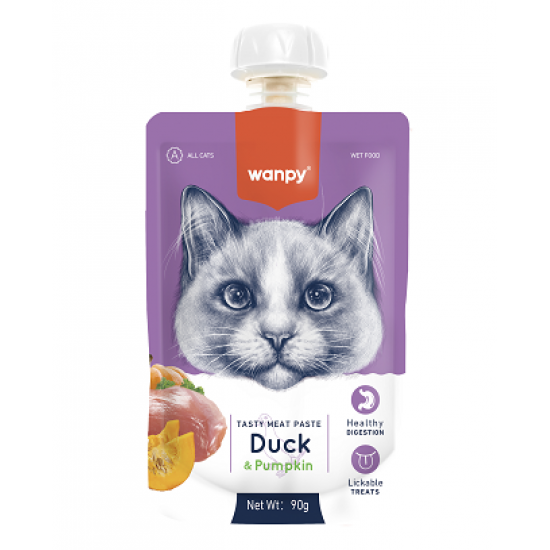 Wanpy Tasty Cat - месна паста патица и тиква, 90 г