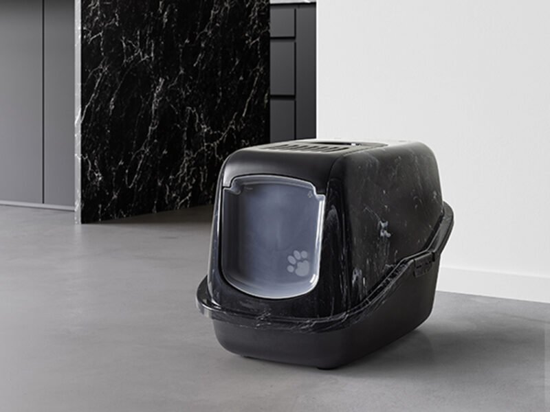 Savic Nestor Marble закрита котешка тоалетна черен мрамор/черно, 56х39х38.5 см - Image 2