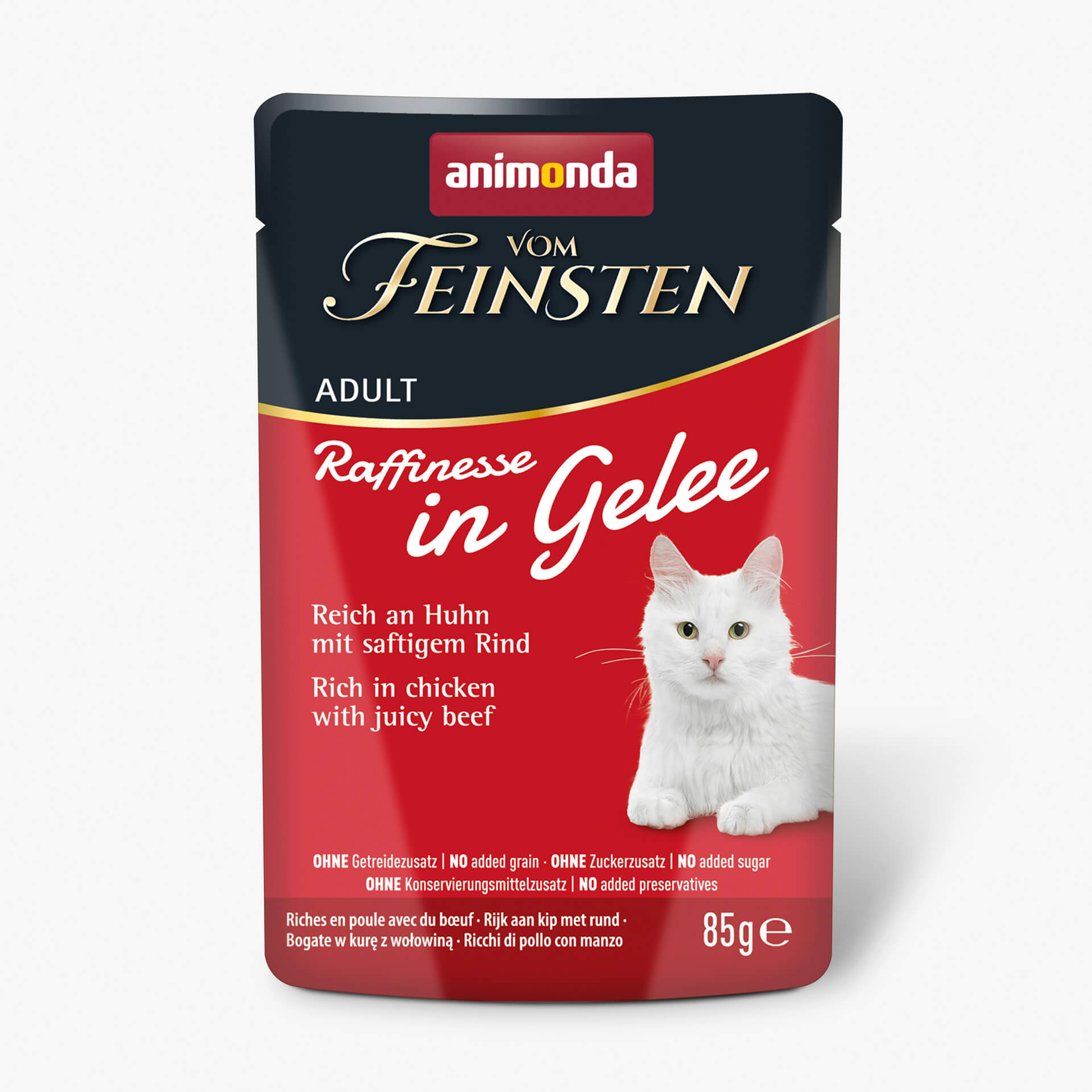 Vom Feinsten Raffinesse пауч за котки с пилешко и говеждо, 85 г, 24 бр./стек