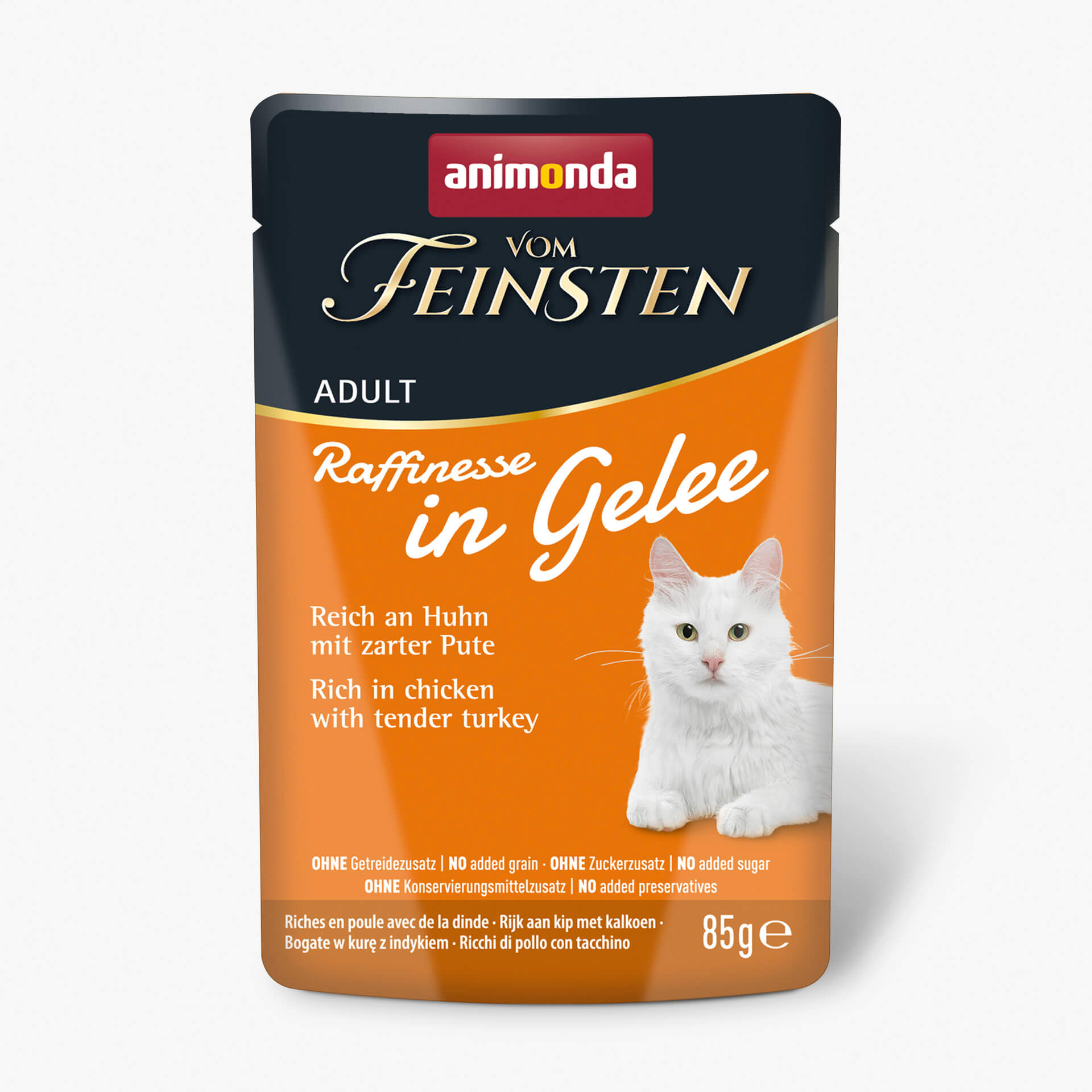 Vom Feinsten Raffinesse пауч за котки с пилешко и пуйка, 85 г, 24 бр./стек