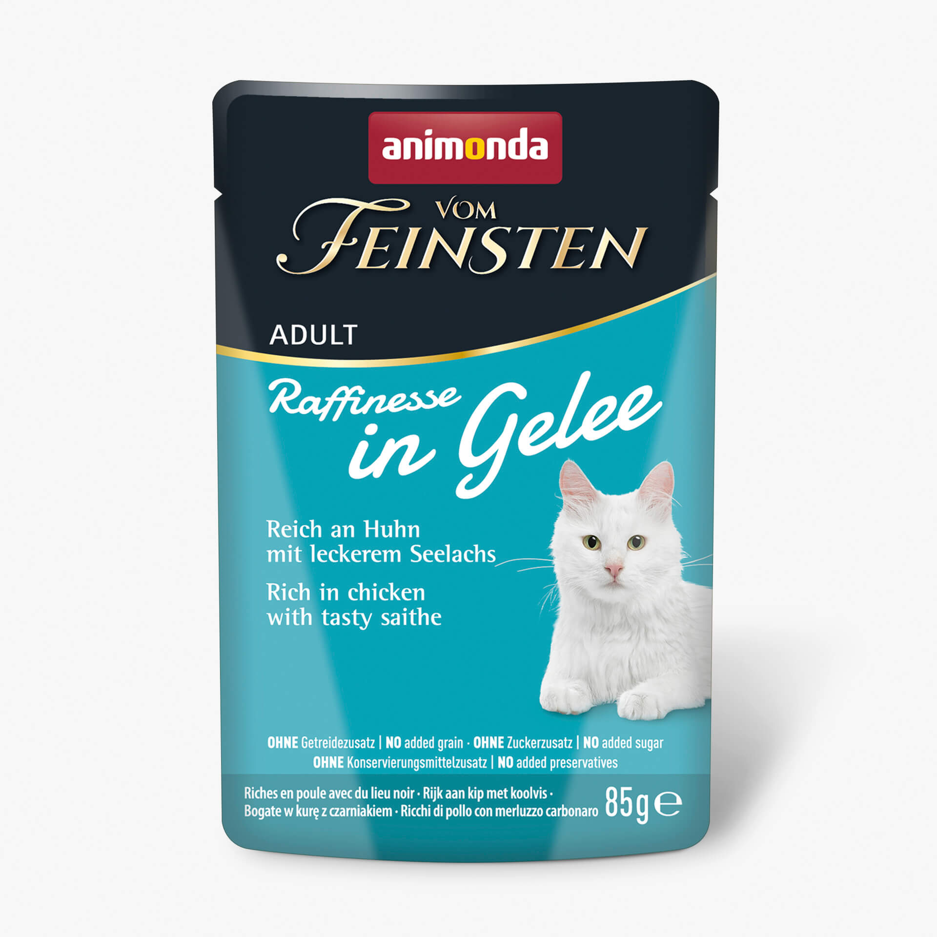 Vom Feinsten Raffinesse пауч за котки с пилешко и американска треска, 85 г, 24 бр./стек