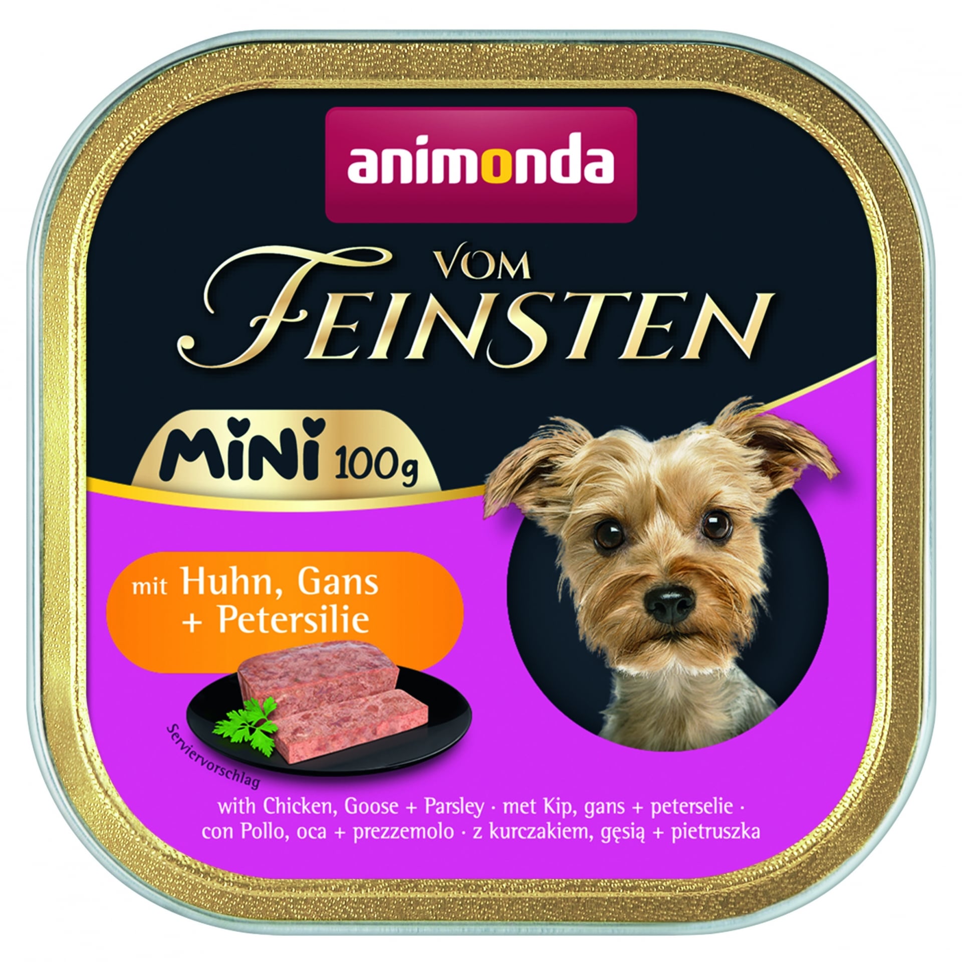 Vom Feinsten Mini Dog за дребни породи кучета с пилешко, гъше и магданоз, 100 г