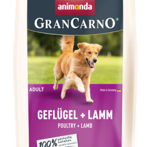 GranCarno Adult - суха храна за израснали кучета с птиче и агнешко, 1 кг