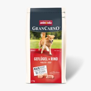 GranCarno Adult - суха храна за израснали кучета с птиче и говеждо, 1 кг