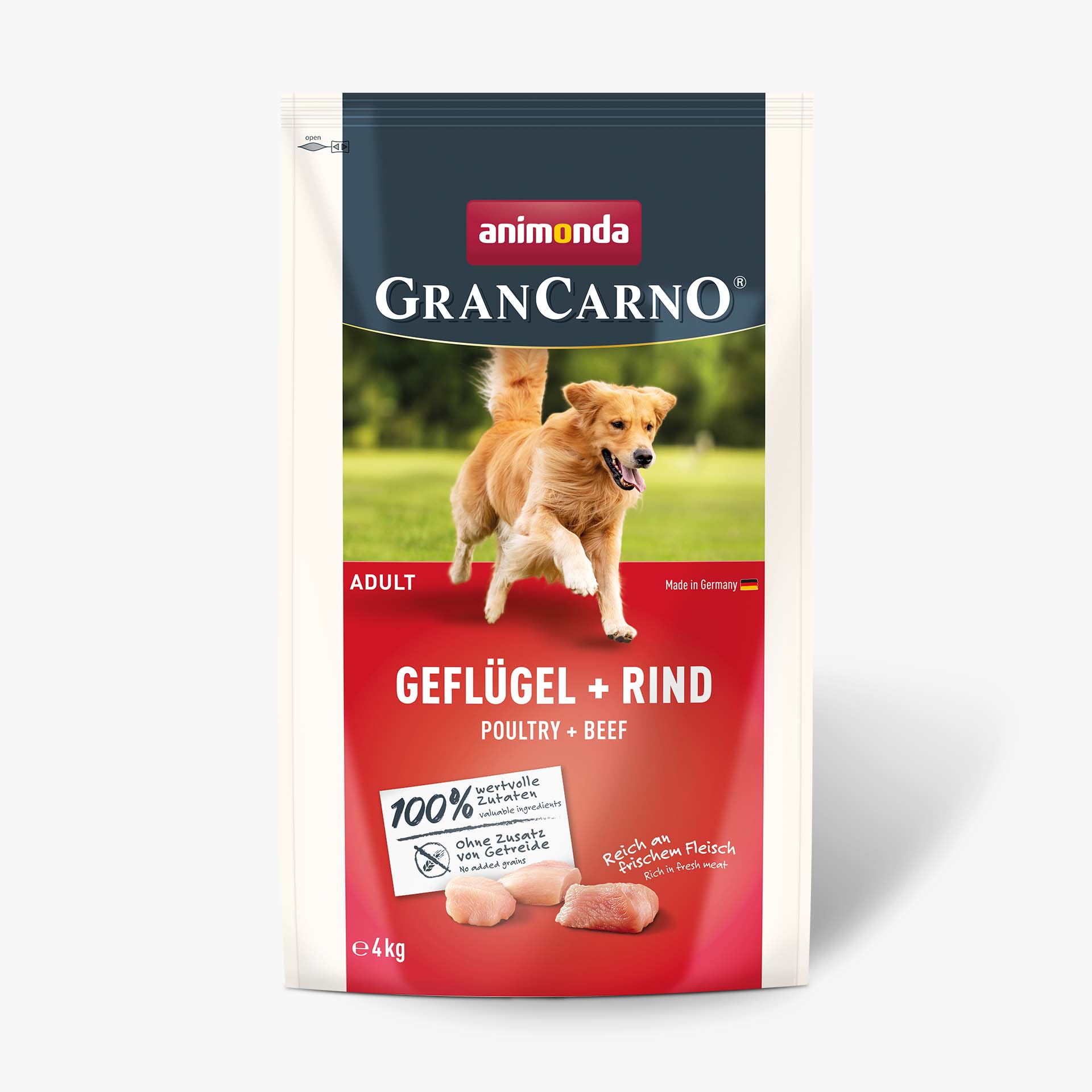 GranCarno Adult - суха храна за израснали кучета с птиче и говеждо, 4 кг