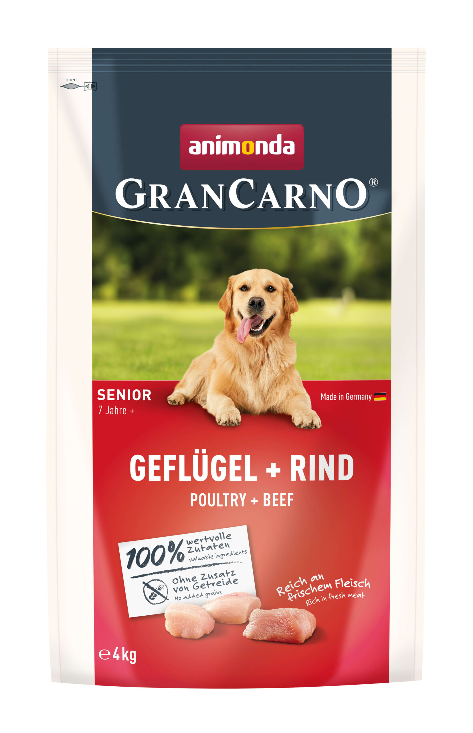 GranCarno Senior - суха храна за възрастни кучета, с птиче и говеждо, 4 кг