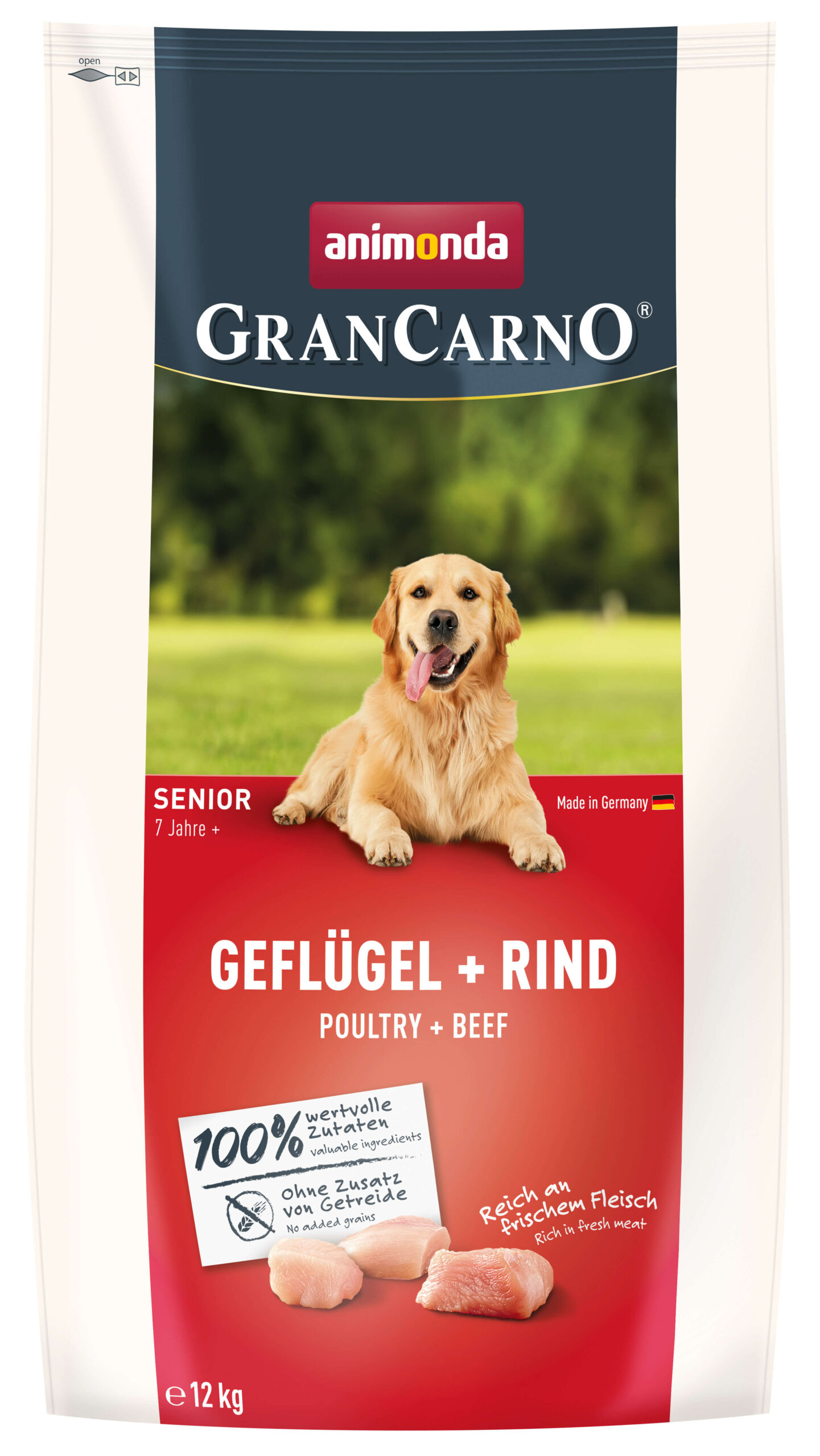 GranCarno Senior - суха храна за възрастни кучета, с птиче и говеждо,12 кг