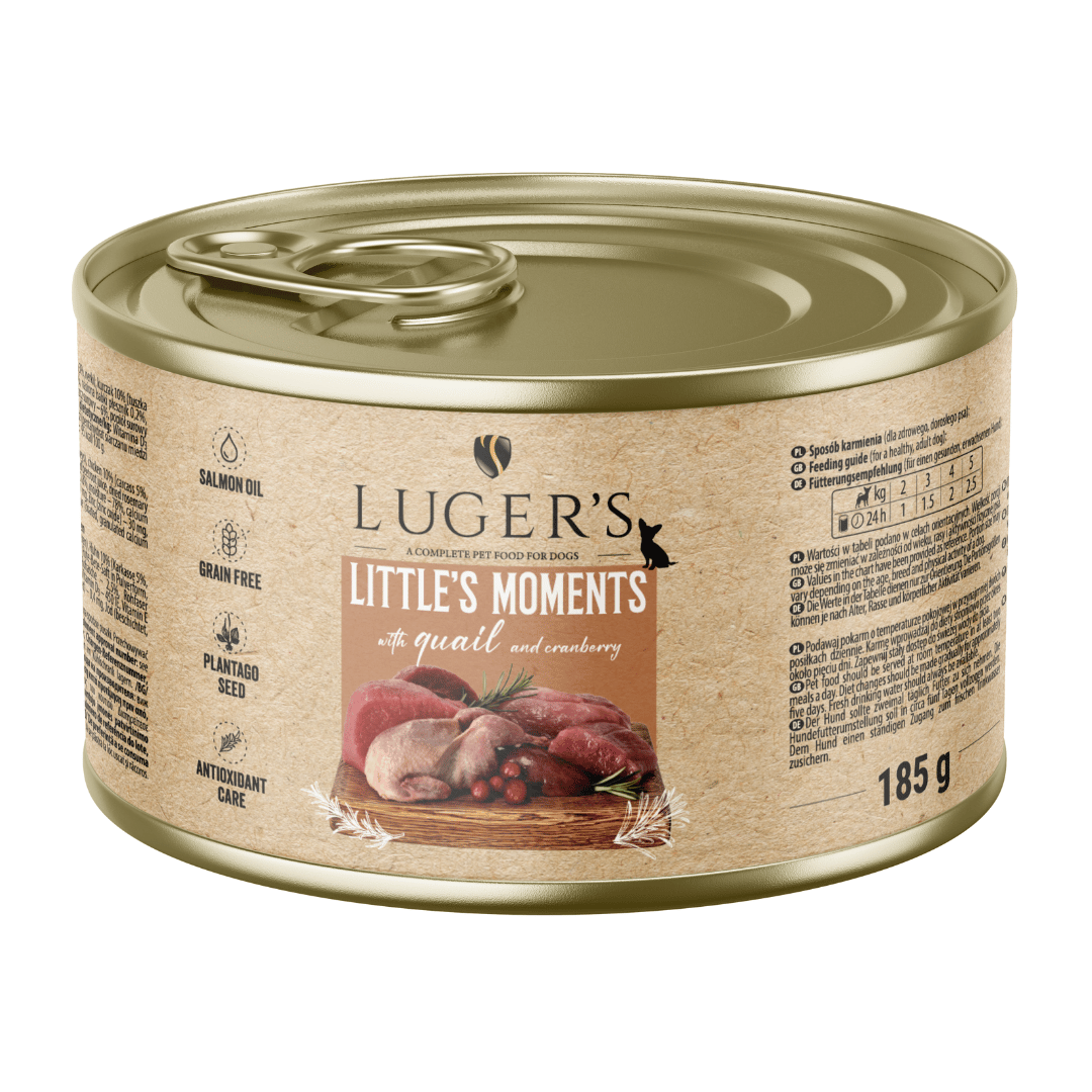 Luger`s Dog храна за дребни породи кучета с пъдпъдък, 185 г, 6 бр./стек