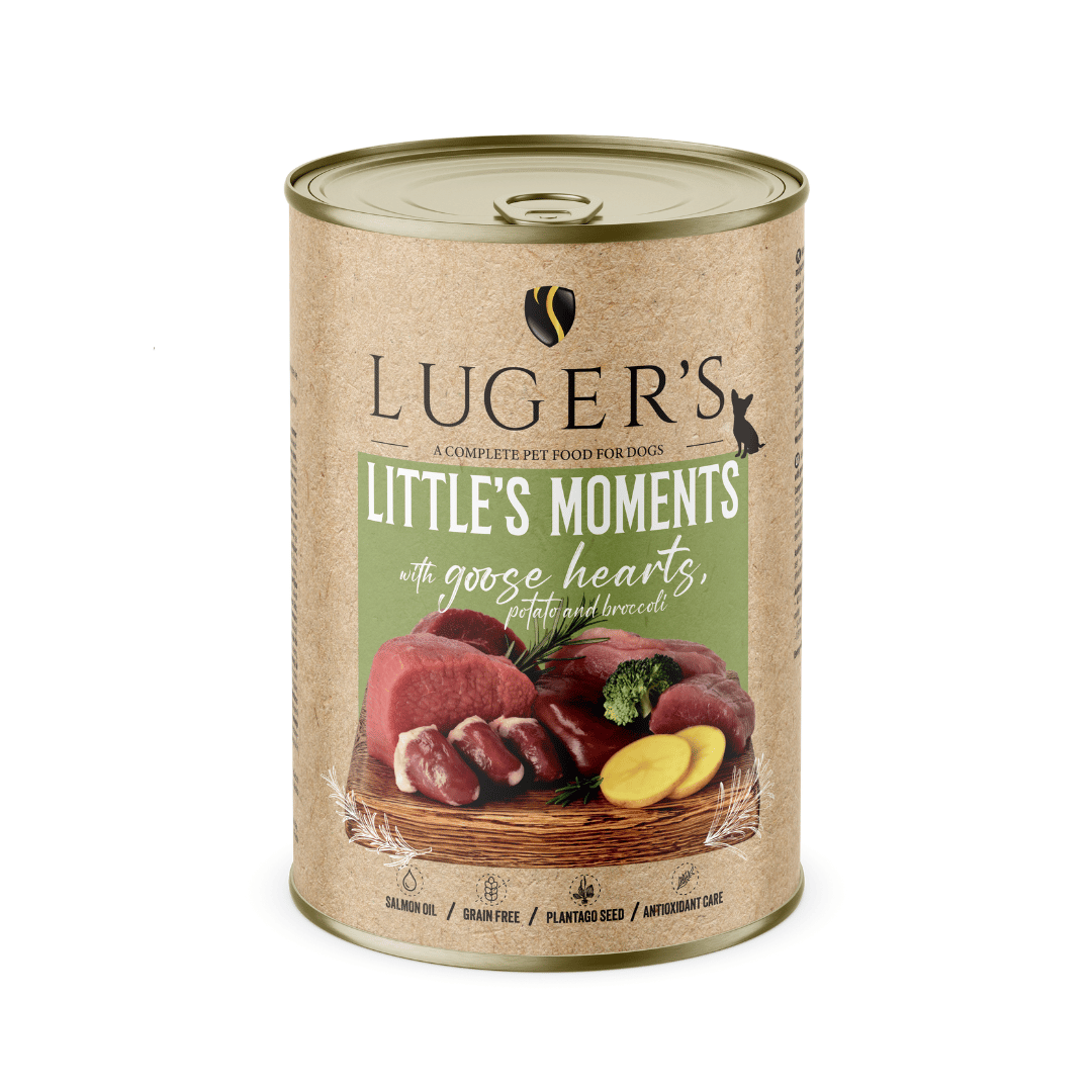 Luger`s Dog храна за дребни породи кучета с гъши сърца, 400 г, 6 бр./стек