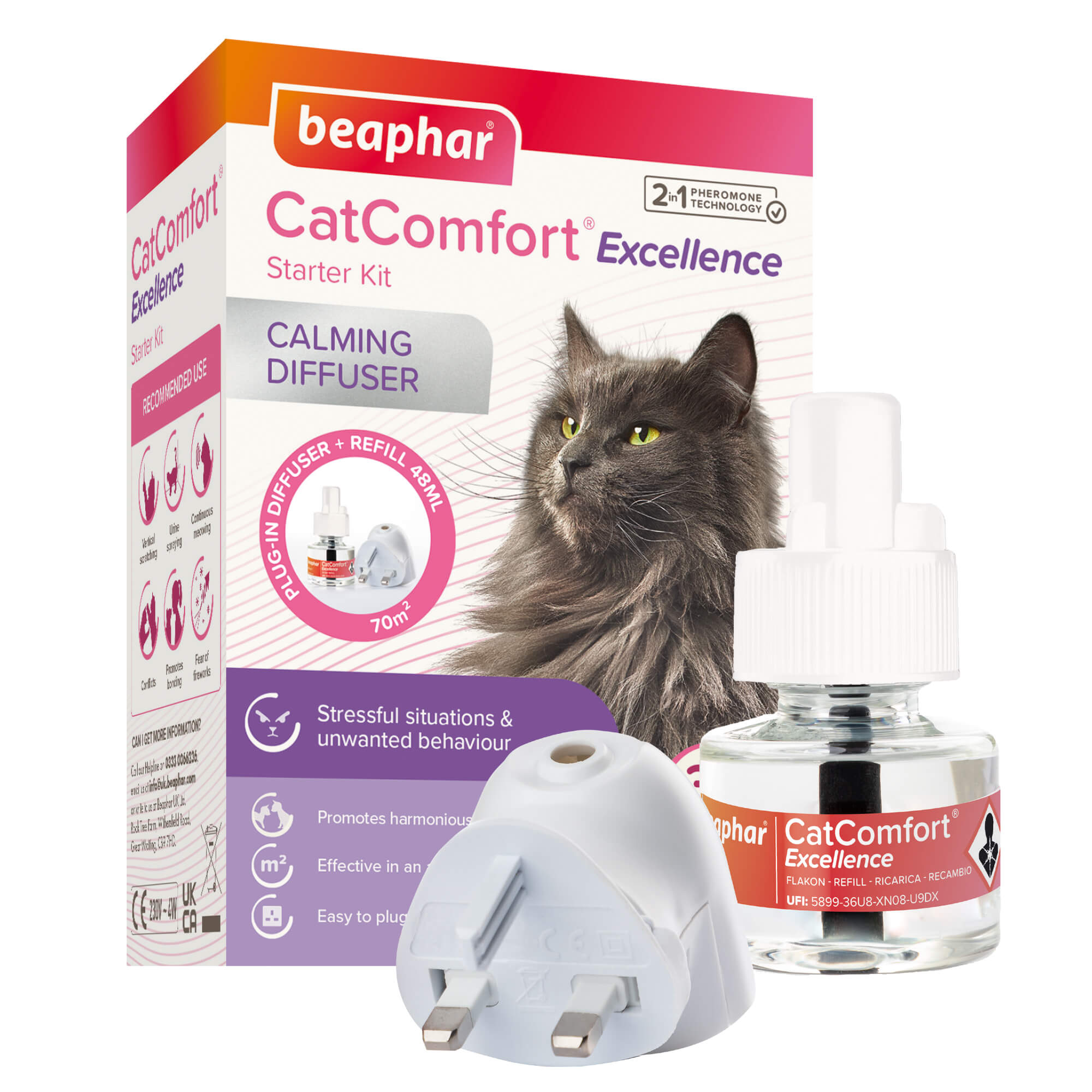Beaphar CatComfort Diffuser - дифузер с ел.захранване, вкл. спрей с феромони, 48 мл