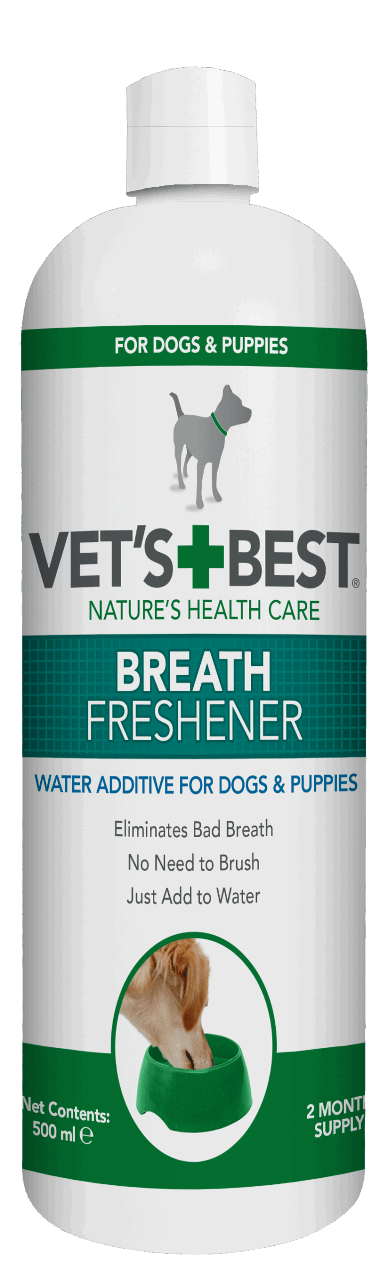 Vet's Best Breath Freshener вода за уста за кучета, за свеж дъх с мента и карамфил, 500 мл