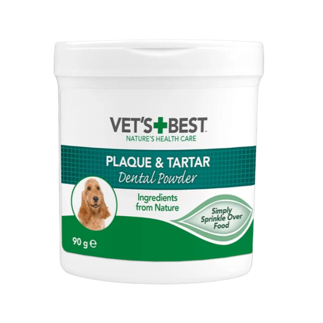 Vet's Best - дентална пудра за кучета, с кафяви водорасли и спирулина, 90 г