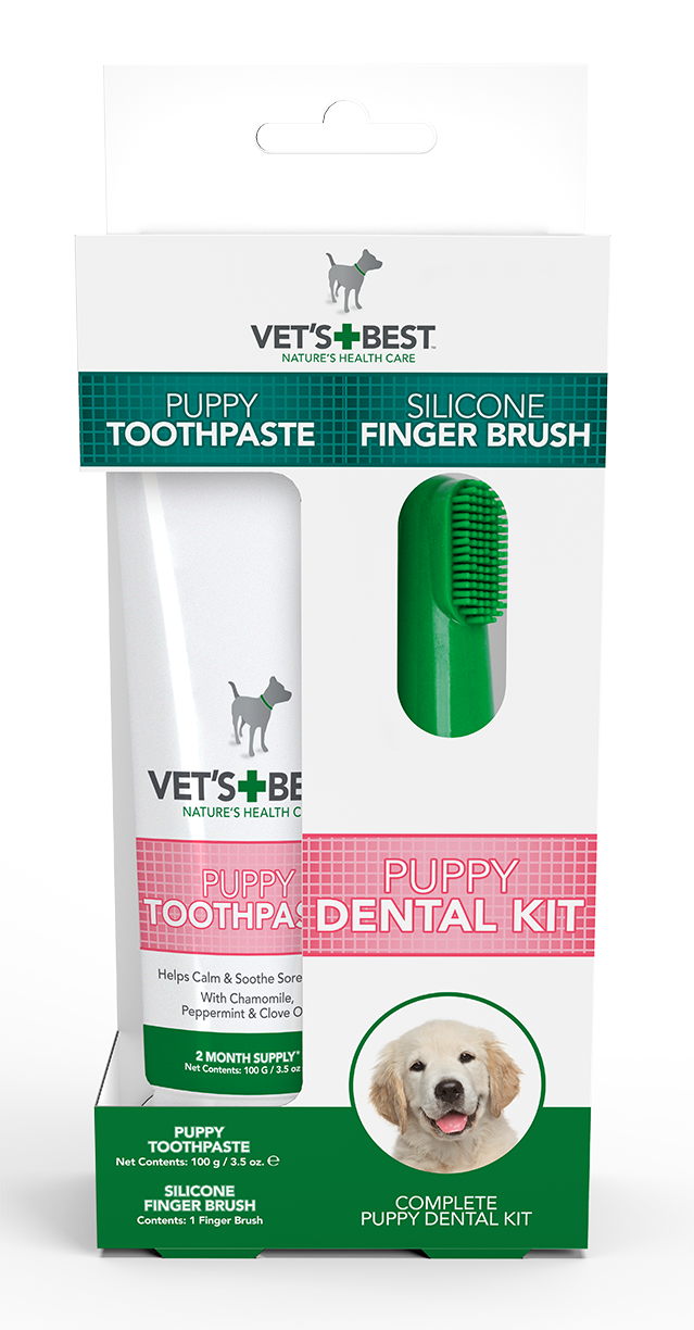 Vet's Best Puppy Dental Kit комплект за почистване на зъби, за малки кученца, паста 100 г + четка напръстник