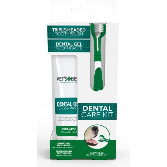 Vet's Best Dental Care Kit комплект за дентална грижа, четка и паста, за кучета
