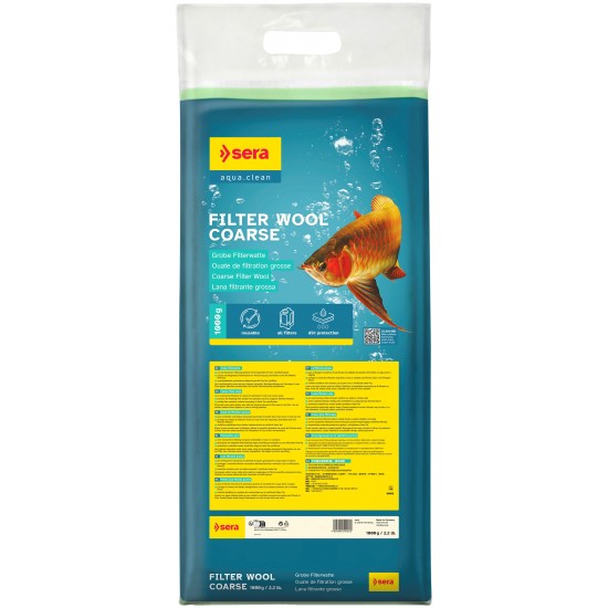 sera coarse filter wool едра филтърна вата, зелена, 1 кг
