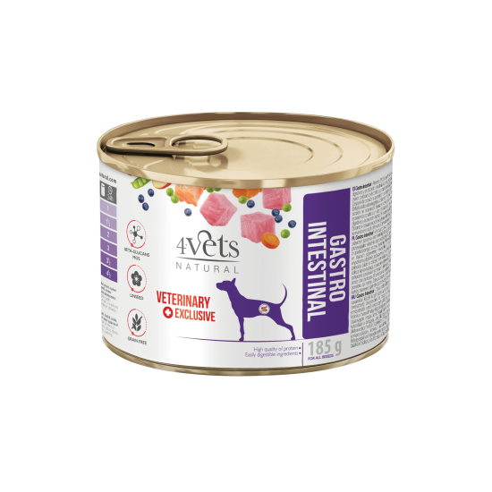 4Vets Dog Natural Gastro Intestinal консервирана храна за кучета, при стомашно чревни проблеми, 185 г