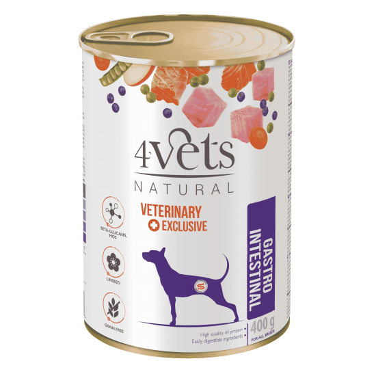 4Vets Dog Natural Gastro Intestinal консервирана храна за кучета, при стомашно чревни проблеми, 400 г