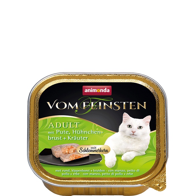Vom Feinsten 2 в 1 от Animonda, Германия, пуйка + пилешки гърди с билки, 100 г (32 бр./стек)