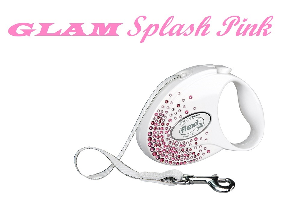 flexi GLAM Splash Pink S - 3м лента, до 12кг - цвят бял