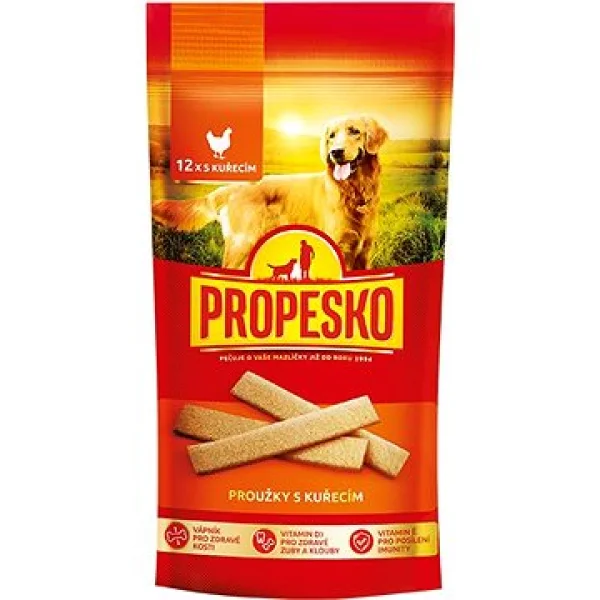 Лакомство за куче PROPESKO Strips 12 броя - Пилешко