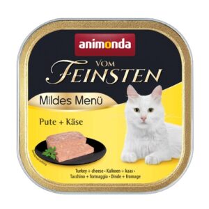 Vom Feinsten Mild Menu - 100 г кастрирани котки - пуйка + сирене, (32 бр./стек)