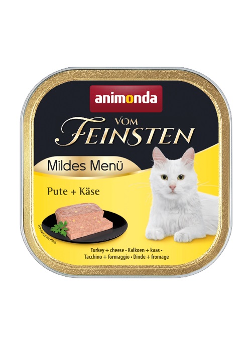 Vom Feinsten Mild Menu - 100 г кастрирани котки - пуйка + сирене, (32 бр./стек)