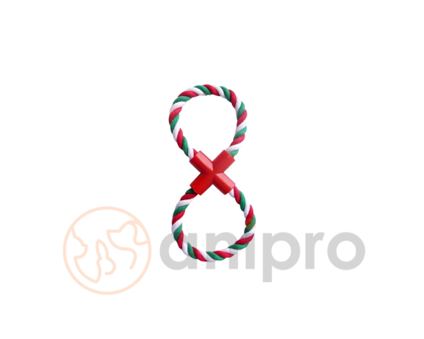 anipro Играчка въже осмица бяло/зелено/червено 28 см, 110-120 г
