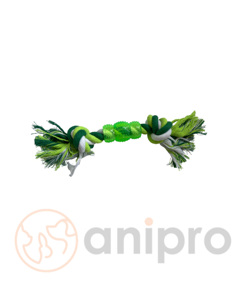 anipro Играчка въже с PVC възел бяло/зелено 30 см, 140-150 г