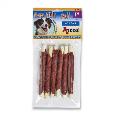 Antos Raw Hide Roll усукани солети обвити с патешко месо, 12см, 6бр