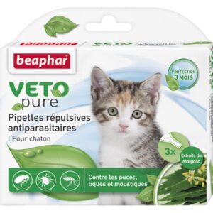 Beaphar Veto Pure Bio Spot-on репелентни капки за малки котки, срещу бълхи, кърлежи и комари, 3 пипети