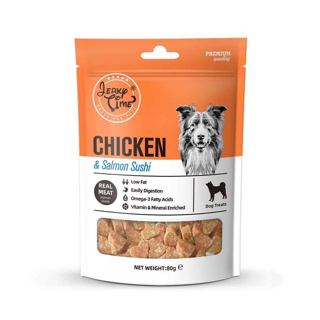 Jerky Time Chicken&Salmon Bites 80g - лакомство за куче с пиле и сьомга