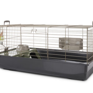 Клетка за зайчета Nero 3 De Lux Happy Planet 100x50x45см, топло сиво/черно