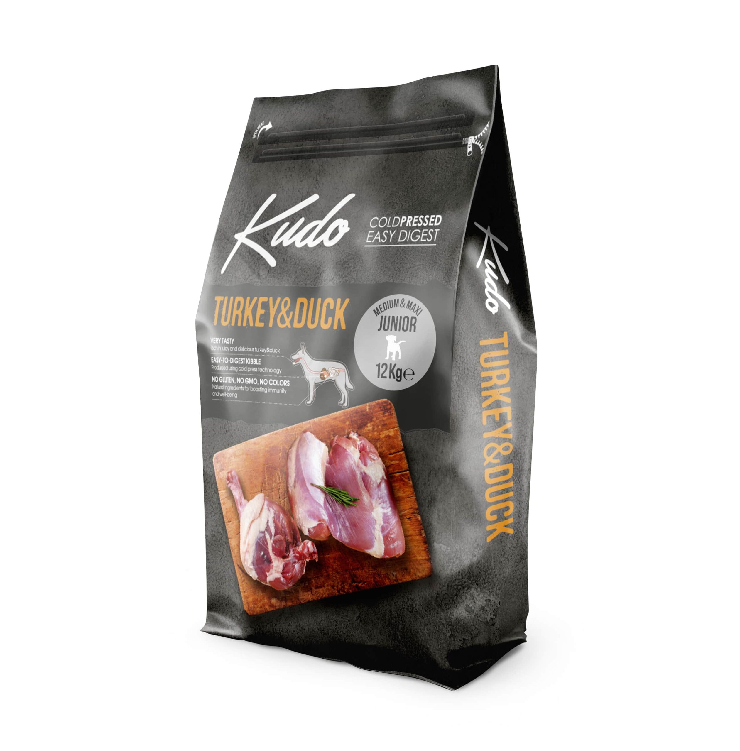 Kudo Low Grain Turkey/Duck Medium-Maxi Junior 12 Kg - средни/едри породи до 1 год