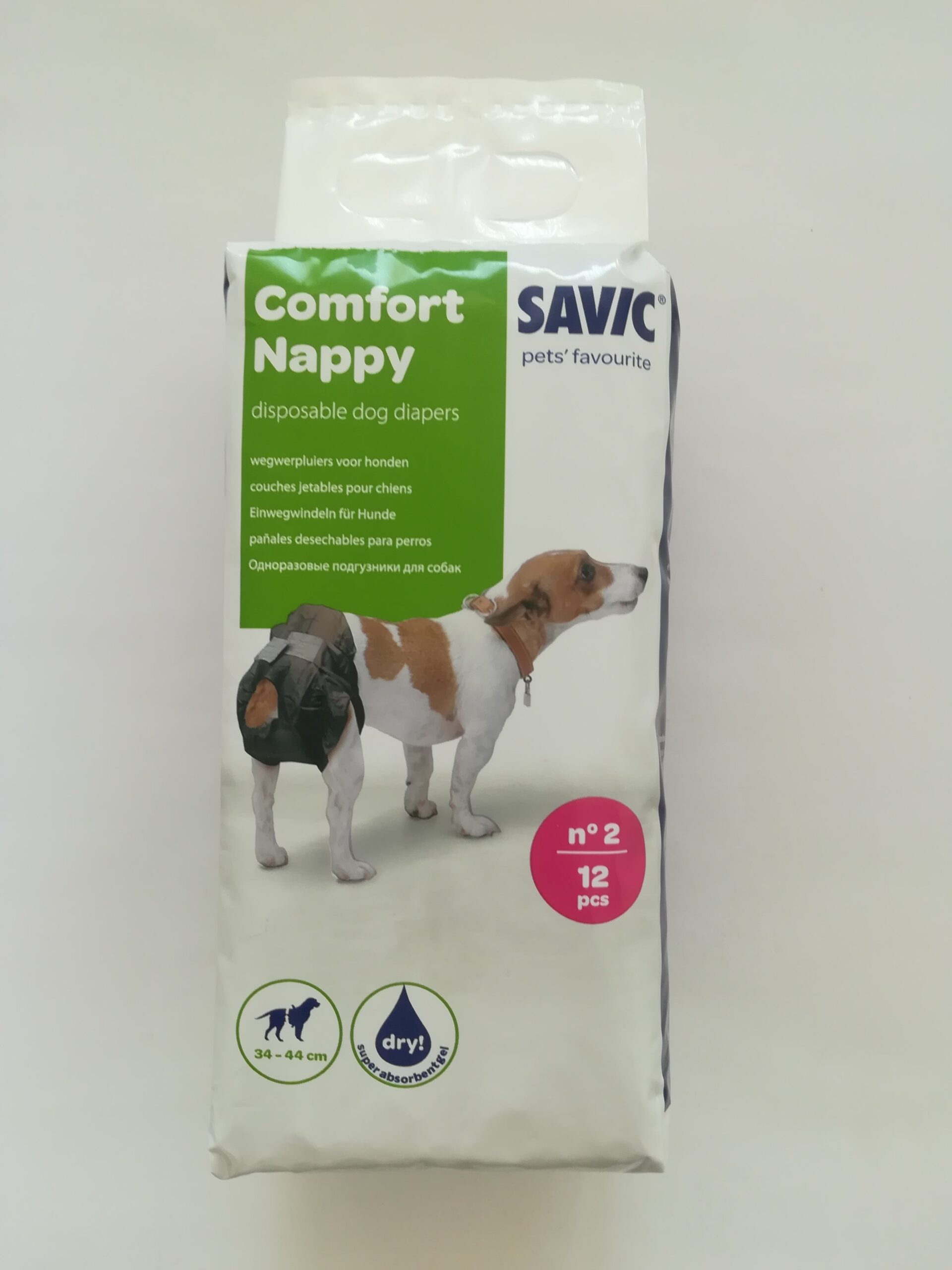 Памперс за куче Savic, T2, 34-44см, 12бр