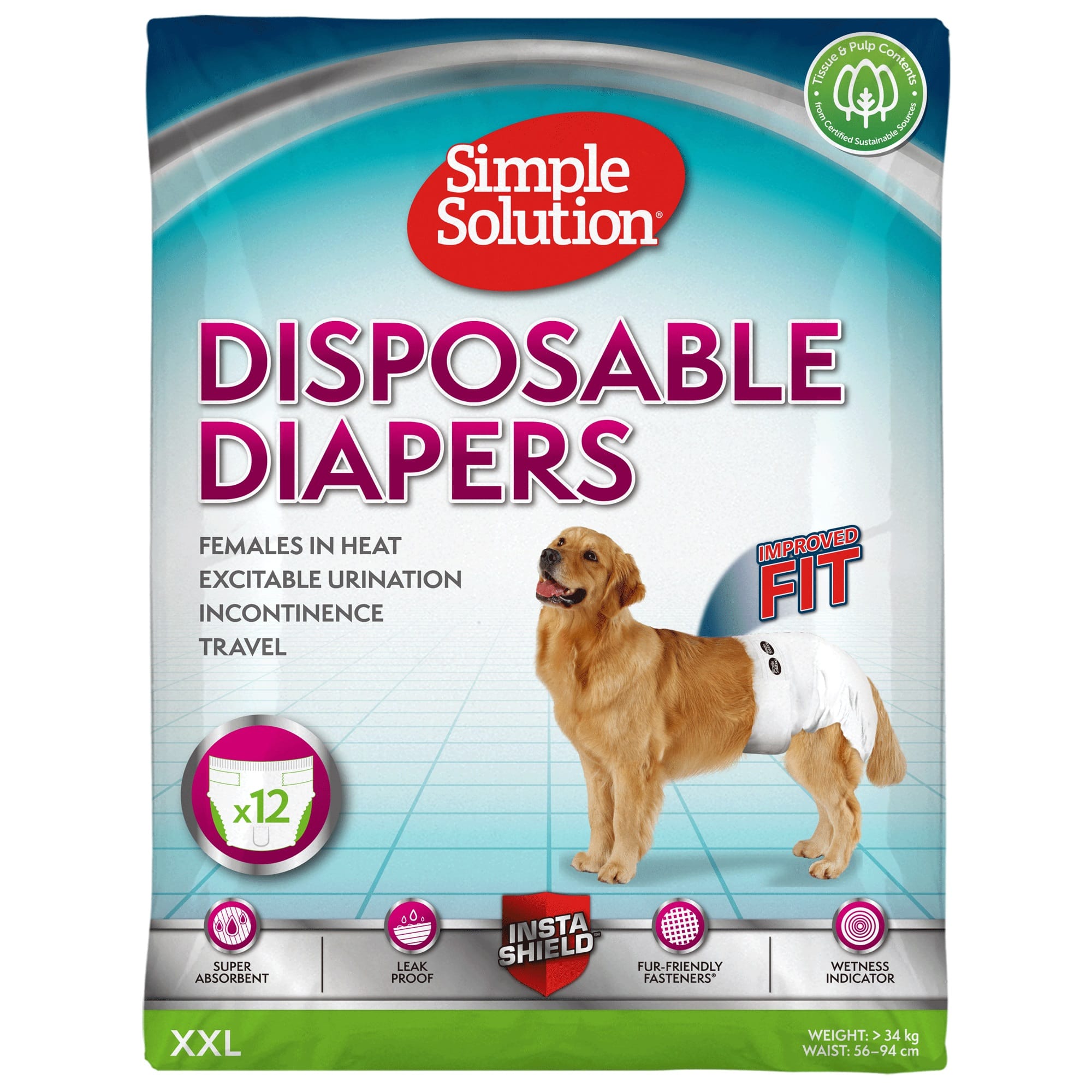 Simple Solution памперс за женски кучета, XXL 12бр