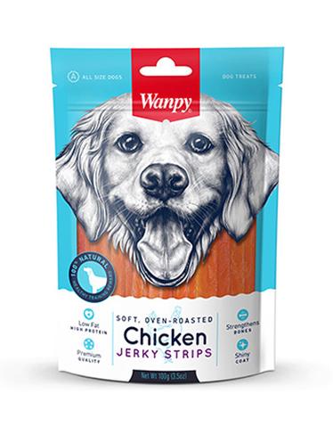 Wanpy Soft Chicken Jerky Strips 100 г - премиум клас меко пилешко филе на ленти, печено на фурна