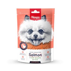 Wanpy Salmon Fish Shape Bites 100 г - премиум клас хапки със сьомга, печено на фурна