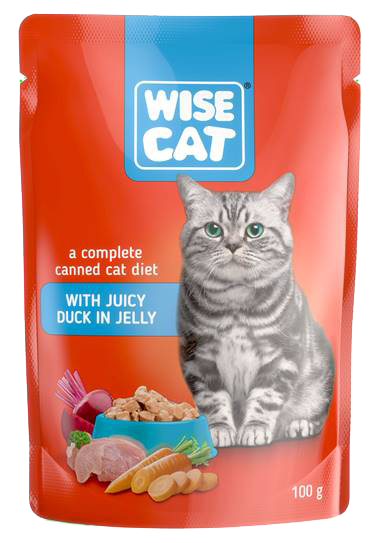 WISE CAT пауч за котки парченца патешко в сос 24х100 г