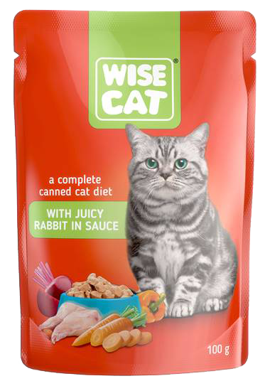 WISE CAT пауч за котки парченца заешко в сос 24х100 г