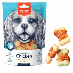 Wanpy Chicken Jerky & Biscuit Twists бисквити с пилешко филе 100 г