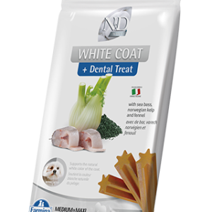 TREAT ND WHITE DOG SEA BASS FENN RICE SPIRU ADULT100g MED/MAXI  - лакомство