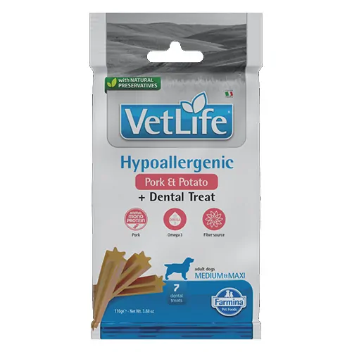 TREAT VET LIFE NAT DOG HYPO PORK POTATO 100g ADULT MED/MAX - лакомство