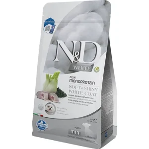 N&D DOG WHITE SEA BASS PUPPY MINI 1, 5 KG SPIRULINA AND FENNEL - бяло куче