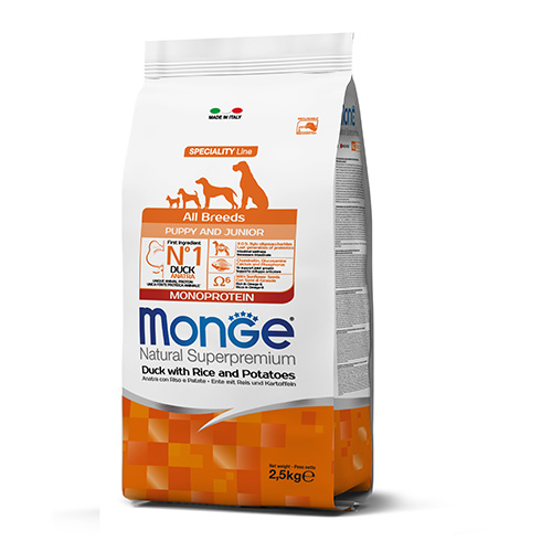 1037 MONO DOG PUPPY DUCK 2.5 KG - с ПАТЕШКО за КУЧЕТА