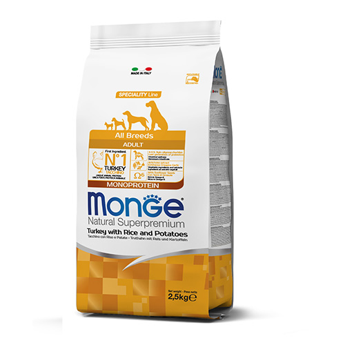 1389 MONO DOG ADULT TURKEY 2.5KG - с ПУЕШКО за КУЧЕТА
