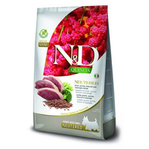 N&D DOG QUINOA NEUTERED DUCK 0.800 KG Adult MINI - кастр. куче с патица , броколи и аспержи